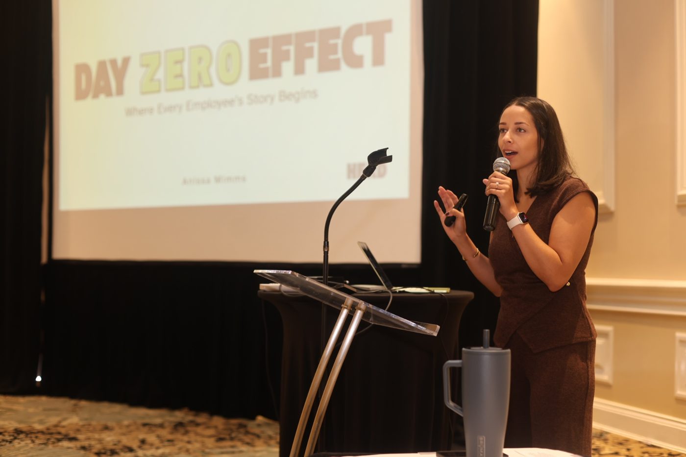 Anissa presenting the Day Zero Effect to a live audience